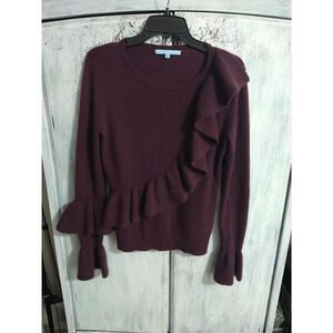 Antonio Milani 100% Cashmere Ruffled Sweater Purple Small Feminine Boho